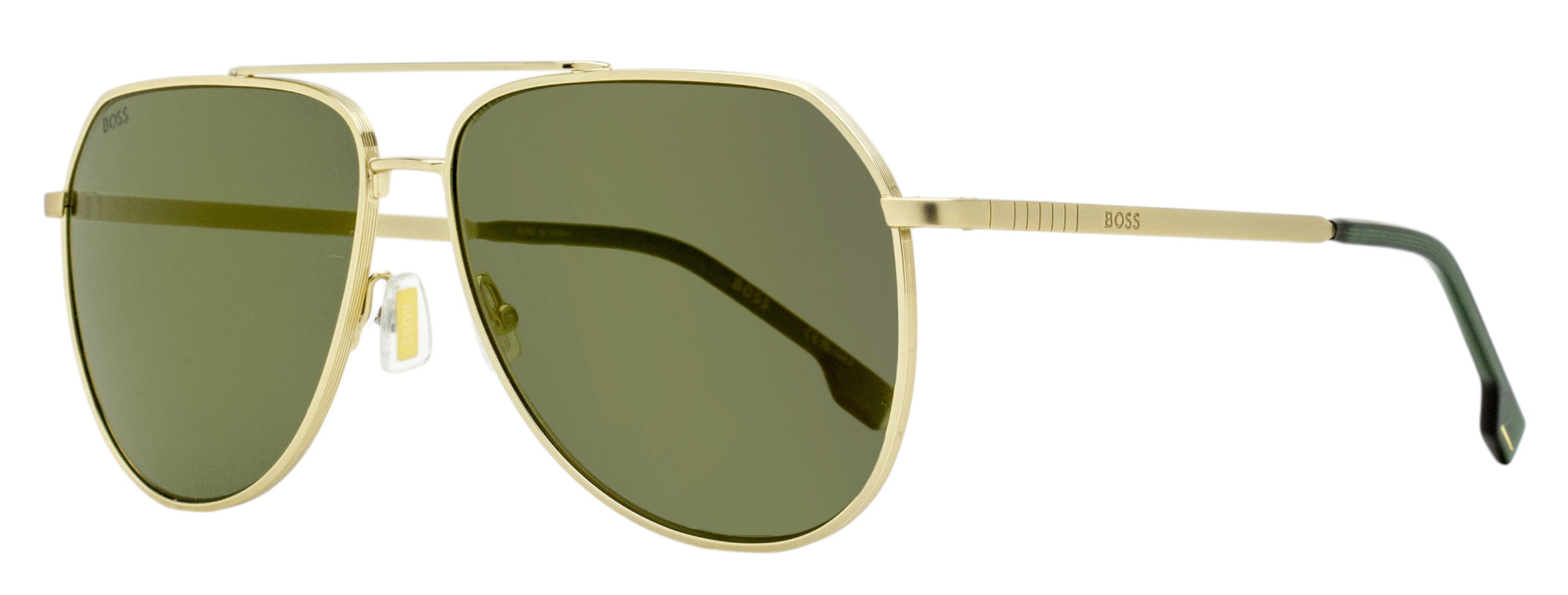 Boss Square Pilot Sunglasses B1447OS J5GWM Gold/Green 61mm