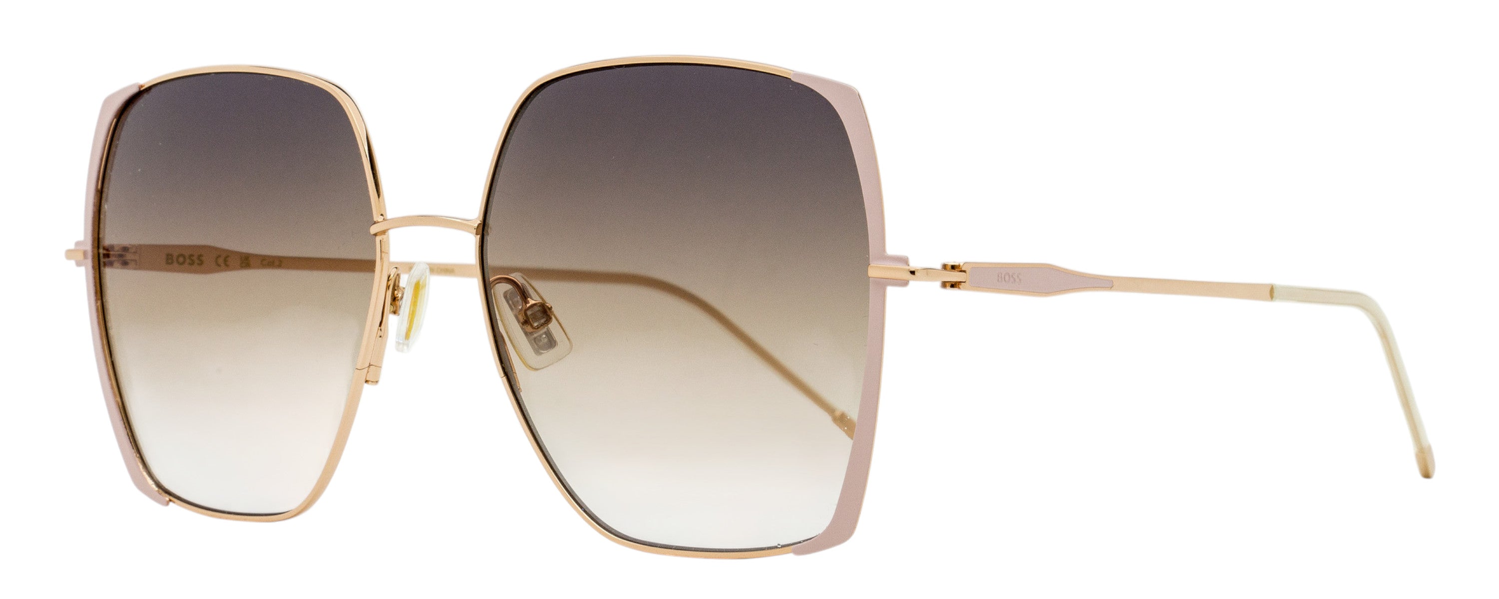Boss Square Edge Sunglasses B1707S BKUPR Gold/Pink 58mm