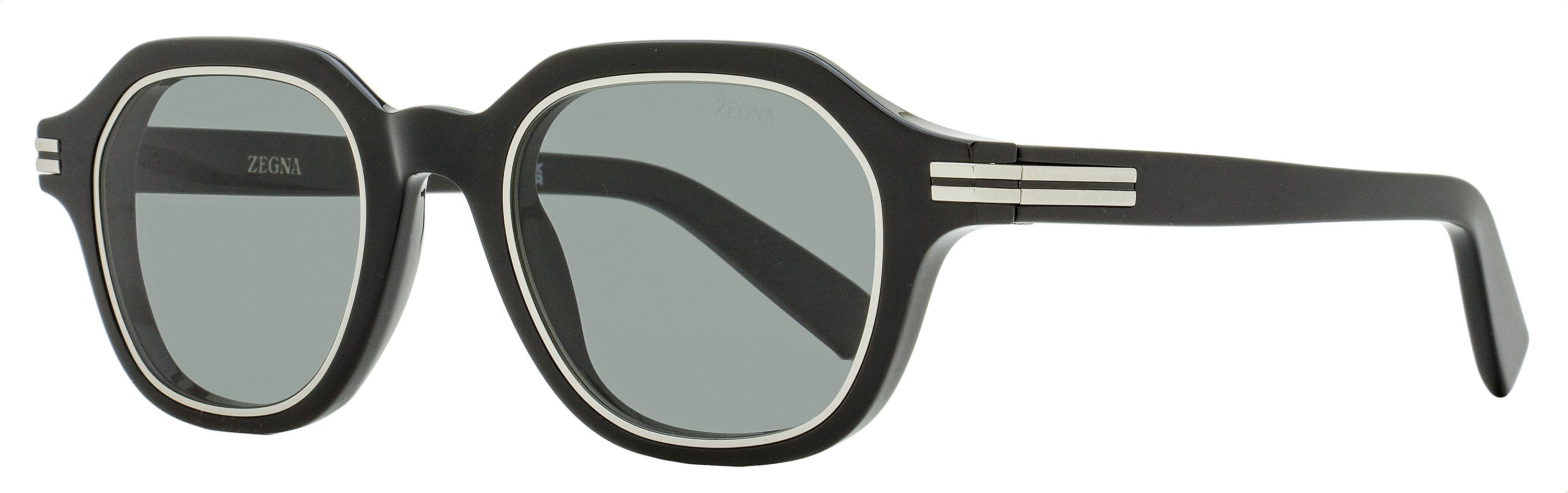 Zegna Square Rimmed Sunglasses EZ0250 01A Black 49mm
