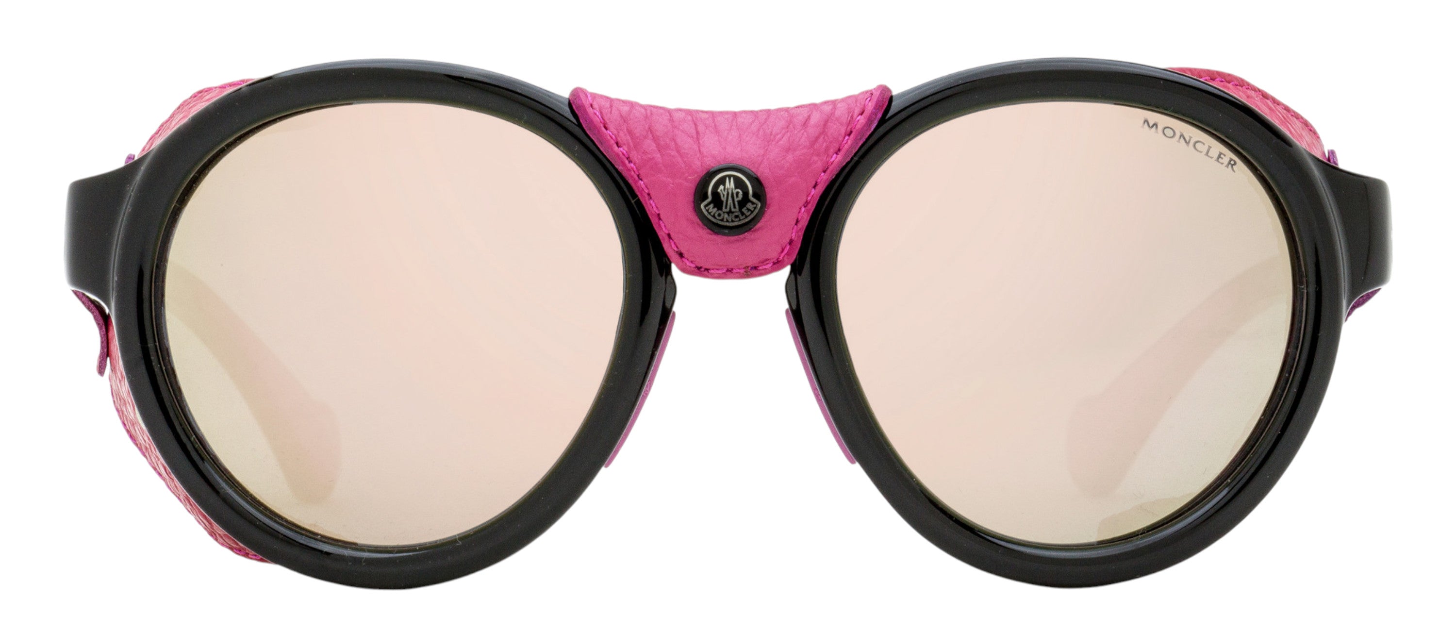 Moncler Leather Blinder Sunglasses ML0046 01C Black/Rose Red 52mm