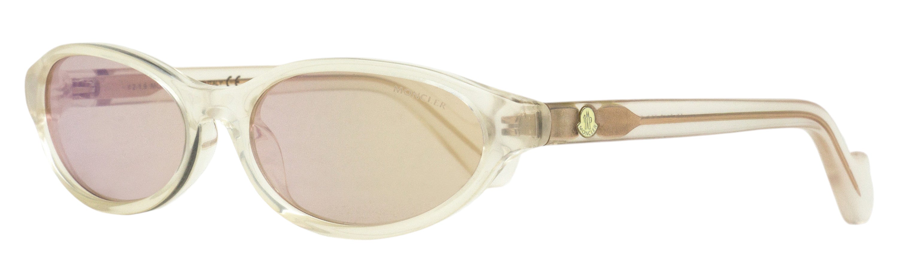 Moncler Elongated Oval Sunglasses ML0117 25G Clear Ivory 58mm
