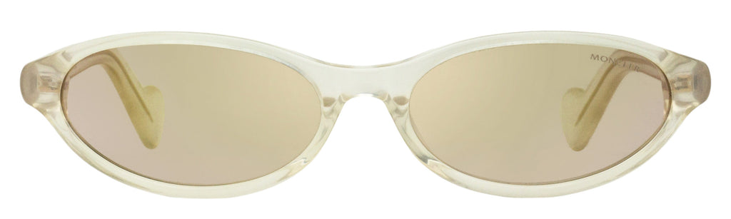 Moncler Elongated Oval Sunglasses ML0117 25G Clear Ivory 58mm