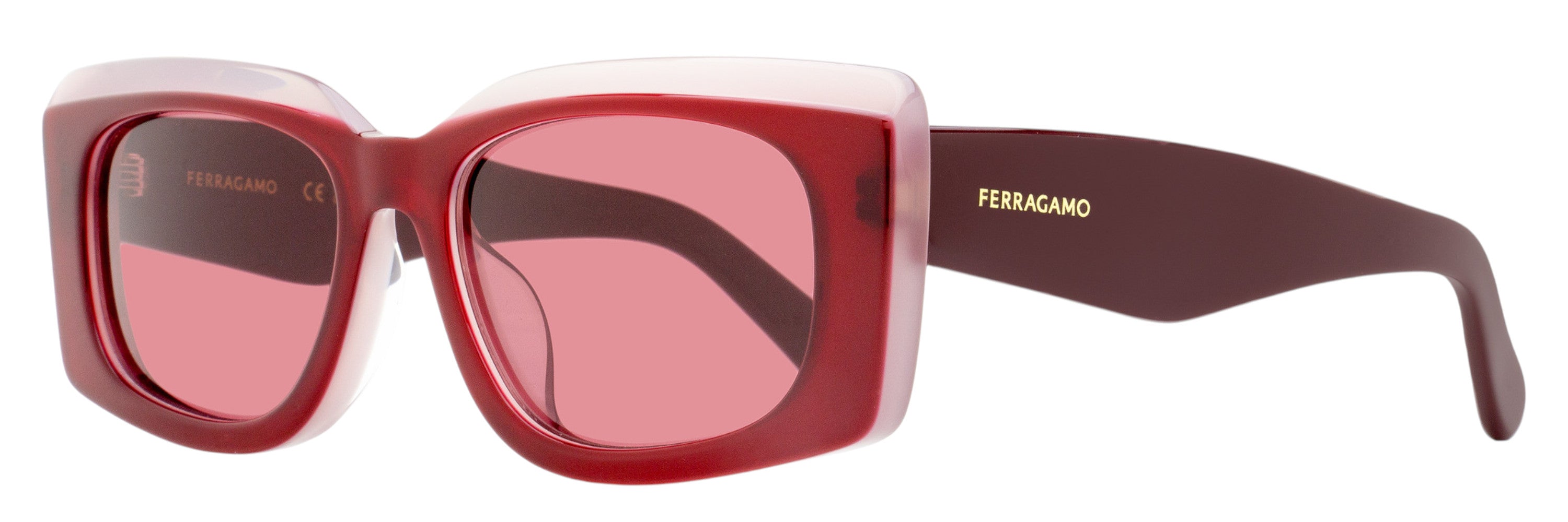 Ferragamo Oversized Rectangular Sunglasses SF1079SLB 614 Burgundy 56mm