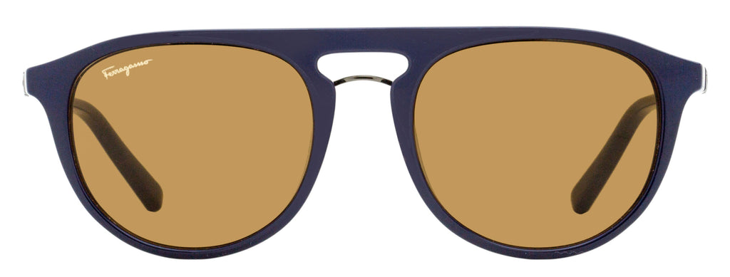 Ferragamo Rounded Pilot Sunglasses SF1090S 414 Dark Blue 54mm
