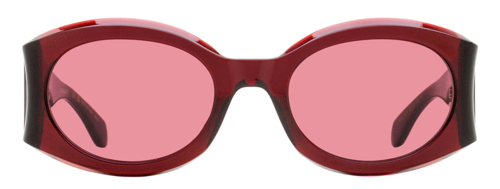 Ferragamo Sculpted Oval Sunglasses SF2008S 612 Transparent Burgundy 55mm