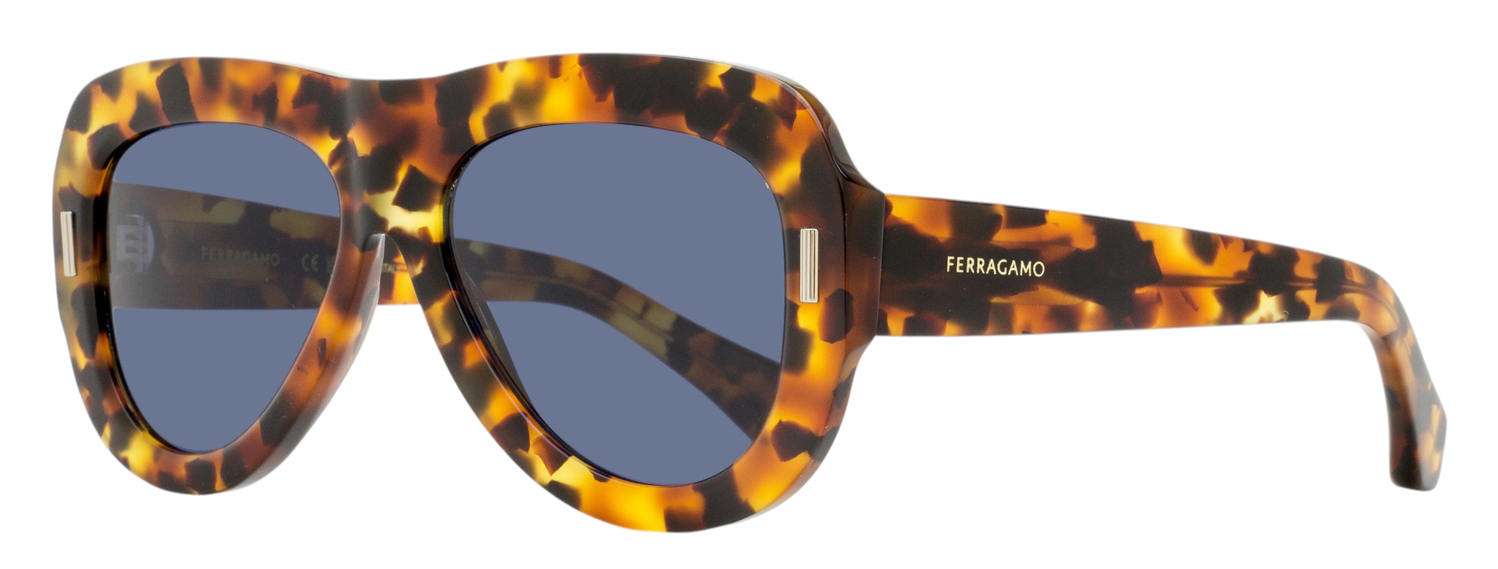 Ferragamo Thick-Rimmed Pilot Sunglasses SF2029SE 240 Tortoise 57mm
