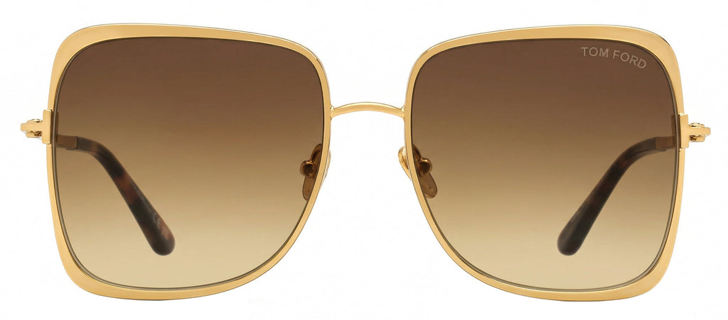 Tom Ford Tara-02 Geometric Sunglasses TF1319 30F Deep Gold 57mm FT1319